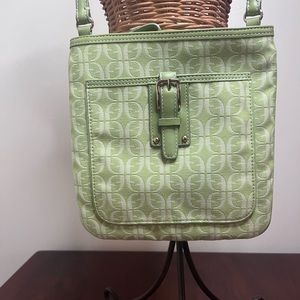 Fossil Green Canvas Leather Crossbody Bag